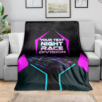Personalized Night Race Division Blanket Cyberpunk Racing Synthwave Motorsport Neon Graphic