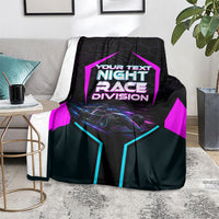 Personalized Night Race Division Blanket Cyberpunk Racing Synthwave Motorsport Neon Graphic