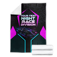 Personalized Night Race Division Blanket Cyberpunk Racing Synthwave Motorsport Neon Graphic