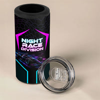 Personalized Night Race Division 4 in 1 Can Cooler Tumbler Cyberpunk Racing Synthwave Motorsport Neon Graphic
