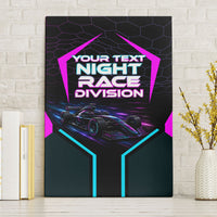Personalized Night Race Division Canvas Wall Art Cyberpunk Racing Synthwave Motorsport Neon Graphic