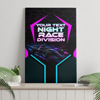 Personalized Night Race Division Canvas Wall Art Cyberpunk Racing Synthwave Motorsport Neon Graphic