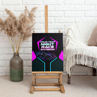 Personalized Night Race Division Canvas Wall Art Cyberpunk Racing Synthwave Motorsport Neon Graphic