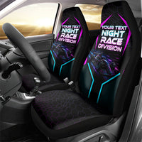 Personalized Night Race Division Car Seat Cover Cyberpunk Racing Synthwave Motorsport Neon Graphic