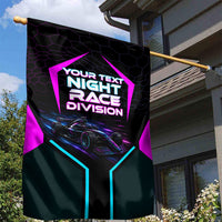 Personalized Night Race Division Garden Flag Cyberpunk Racing Synthwave Motorsport Neon Graphic