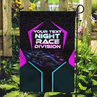 Personalized Night Race Division Garden Flag Cyberpunk Racing Synthwave Motorsport Neon Graphic