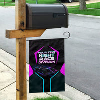 Personalized Night Race Division Garden Flag Cyberpunk Racing Synthwave Motorsport Neon Graphic