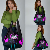 Personalized Night Race Division Grocery Bag Cyberpunk Racing Synthwave Motorsport Neon Graphic