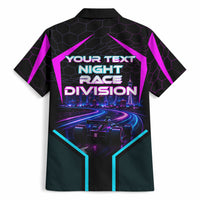 Personalized Night Race Division Hawaiian Shirt Cyberpunk Racing Synthwave Motorsport Neon Graphic