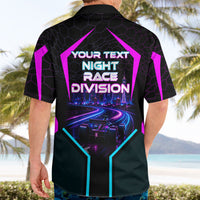 Personalized Night Race Division Hawaiian Shirt Cyberpunk Racing Synthwave Motorsport Neon Graphic