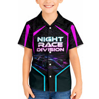 Personalized Night Race Division Hawaiian Shirt Cyberpunk Racing Synthwave Motorsport Neon Graphic