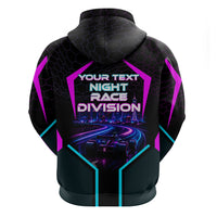 Personalized Night Race Division Hoodie Cyberpunk Racing Synthwave Motorsport Neon Graphic
