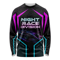 Personalized Night Race Division Long Sleeve Shirt Cyberpunk Racing Synthwave Motorsport Neon Graphic