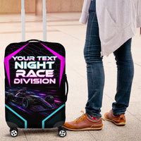 Personalized Night Race Division Luggage Cover Cyberpunk Racing Synthwave Motorsport Neon Graphic