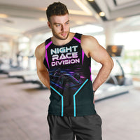 Personalized Night Race Division Men Tank Top Cyberpunk Racing Synthwave Motorsport Neon Graphic