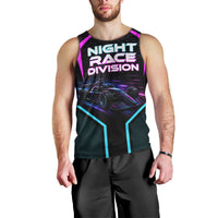 Personalized Night Race Division Men Tank Top Cyberpunk Racing Synthwave Motorsport Neon Graphic