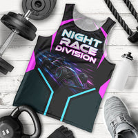 Personalized Night Race Division Men Tank Top Cyberpunk Racing Synthwave Motorsport Neon Graphic