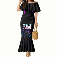 Personalized Night Race Division Mermaid Dress Cyberpunk Racing Synthwave Motorsport Neon Graphic