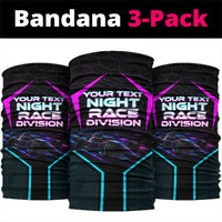Personalized Night Race Division Neck Gaiter Cyberpunk Racing Synthwave Motorsport Neon Graphic