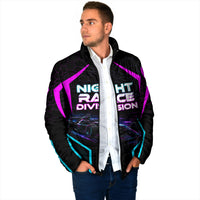 Personalized Night Race Division Padded Jacket Cyberpunk Racing Synthwave Motorsport Neon Graphic