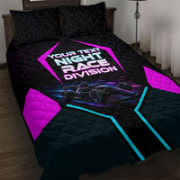 Personalized Night Race Division Quilt Bed Set Cyberpunk Racing Synthwave Motorsport Neon Graphic