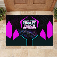 Personalized Night Race Division Rubber Doormat Cyberpunk Racing Synthwave Motorsport Neon Graphic
