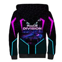 Personalized Night Race Division Sherpa Hoodie Cyberpunk Racing Synthwave Motorsport Neon Graphic