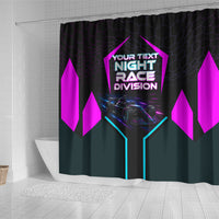 Personalized Night Race Division Shower Curtain Cyberpunk Racing Synthwave Motorsport Neon Graphic