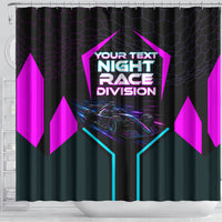 Personalized Night Race Division Shower Curtain Cyberpunk Racing Synthwave Motorsport Neon Graphic