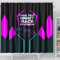 Personalized Night Race Division Shower Curtain Cyberpunk Racing Synthwave Motorsport Neon Graphic