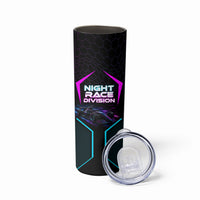 Personalized Night Race Division Skinny Tumbler Cyberpunk Racing Synthwave Motorsport Neon Graphic