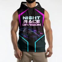 Personalized Night Race Division Sleeveless Hoodie Cyberpunk Racing Synthwave Motorsport Neon Graphic