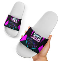 Personalized Night Race Division Slide Sandals Cyberpunk Racing Synthwave Motorsport Neon Graphic