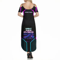 Personalized Night Race Division Summer Maxi Dress Cyberpunk Racing Synthwave Motorsport Neon Graphic