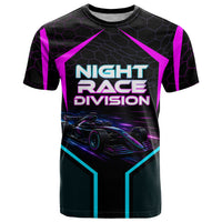 Personalized Night Race Division T Shirt Cyberpunk Racing Synthwave Motorsport Neon Graphic