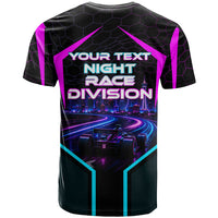 Personalized Night Race Division T Shirt Cyberpunk Racing Synthwave Motorsport Neon Graphic