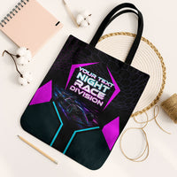 Personalized Night Race Division Tote Bag Cyberpunk Racing Synthwave Motorsport Neon Graphic