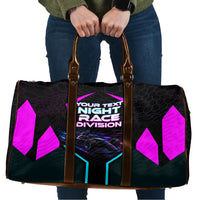 Personalized Night Race Division Travel Bag Cyberpunk Racing Synthwave Motorsport Neon Graphic