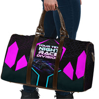 Personalized Night Race Division Travel Bag Cyberpunk Racing Synthwave Motorsport Neon Graphic