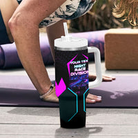 Personalized Night Race Division Tumbler With Handle Cyberpunk Racing Synthwave Motorsport Neon Graphic
