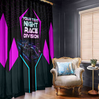 Personalized Night Race Division Window Curtain Cyberpunk Racing Synthwave Motorsport Neon Graphic