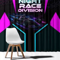 Personalized Night Race Division Window Curtain Cyberpunk Racing Synthwave Motorsport Neon Graphic