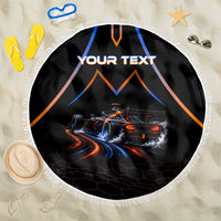 Personalized Night Race Division Motorsport Beach Blanket Futuristic Neon Open Wheel Auto Racing