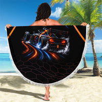Personalized Night Race Division Motorsport Beach Blanket Futuristic Neon Open Wheel Auto Racing