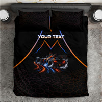 Personalized Night Race Division Motorsport Bedding Set Futuristic Neon Open Wheel Auto Racing