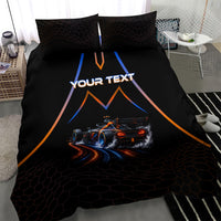 Personalized Night Race Division Motorsport Bedding Set Futuristic Neon Open Wheel Auto Racing