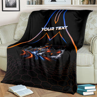 Personalized Night Race Division Motorsport Blanket Futuristic Neon Open Wheel Auto Racing