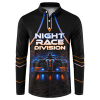 Personalized Night Race Division Motorsport Button Sweatshirt Futuristic Neon Open Wheel Auto Racing