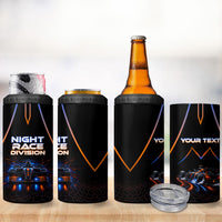 Personalized Night Race Division Motorsport 4 in 1 Can Cooler Tumbler Futuristic Neon Open Wheel Auto Racing