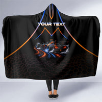 Personalized Night Race Division Motorsport Hooded Blanket Futuristic Neon Open Wheel Auto Racing